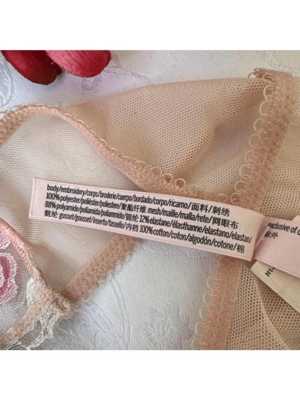 VICTORIA'S SECRET M PINK EMBROIDERED FLORAL HIGH LEG BRAZILIAN PANTIES NWT $30 - Picture 14 of 14